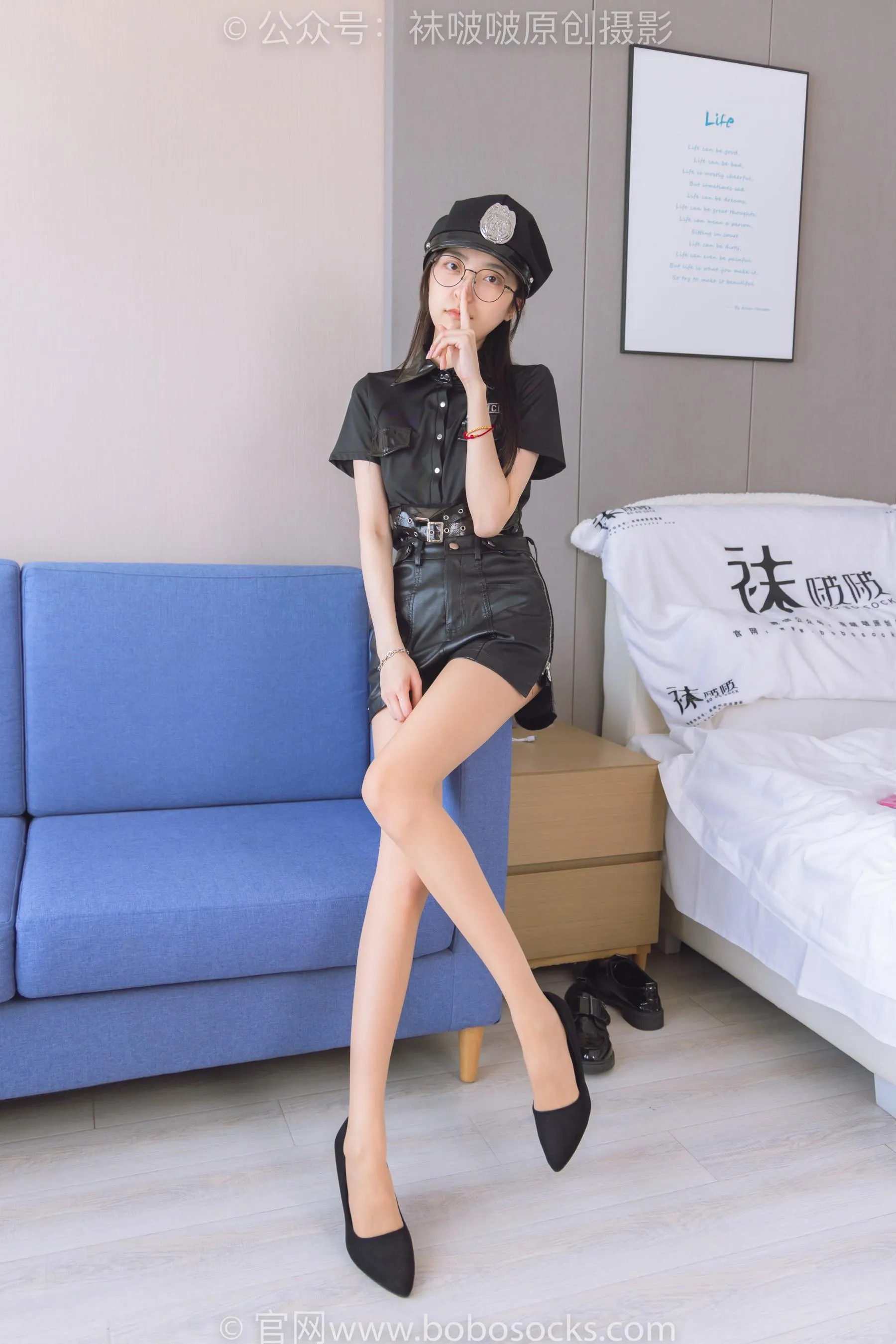 [BoBoSocks袜啵啵]NO.198 稚予-皮鞋、黑色小腿袜、高跟鞋、肉丝 [86P]插图6